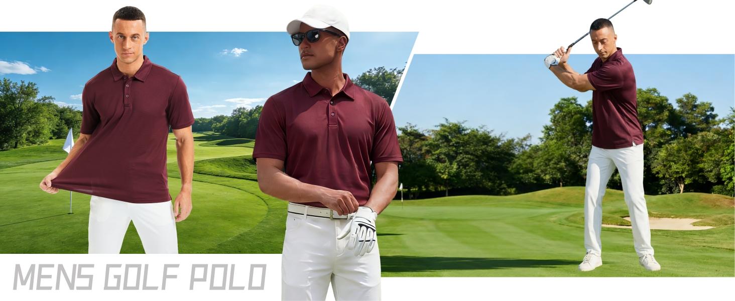 Men's Polo Shirts Golf Short Sleeve Dry Fit Moisture Wicking Performance Collared Polos Athletic Casual Work Shirt