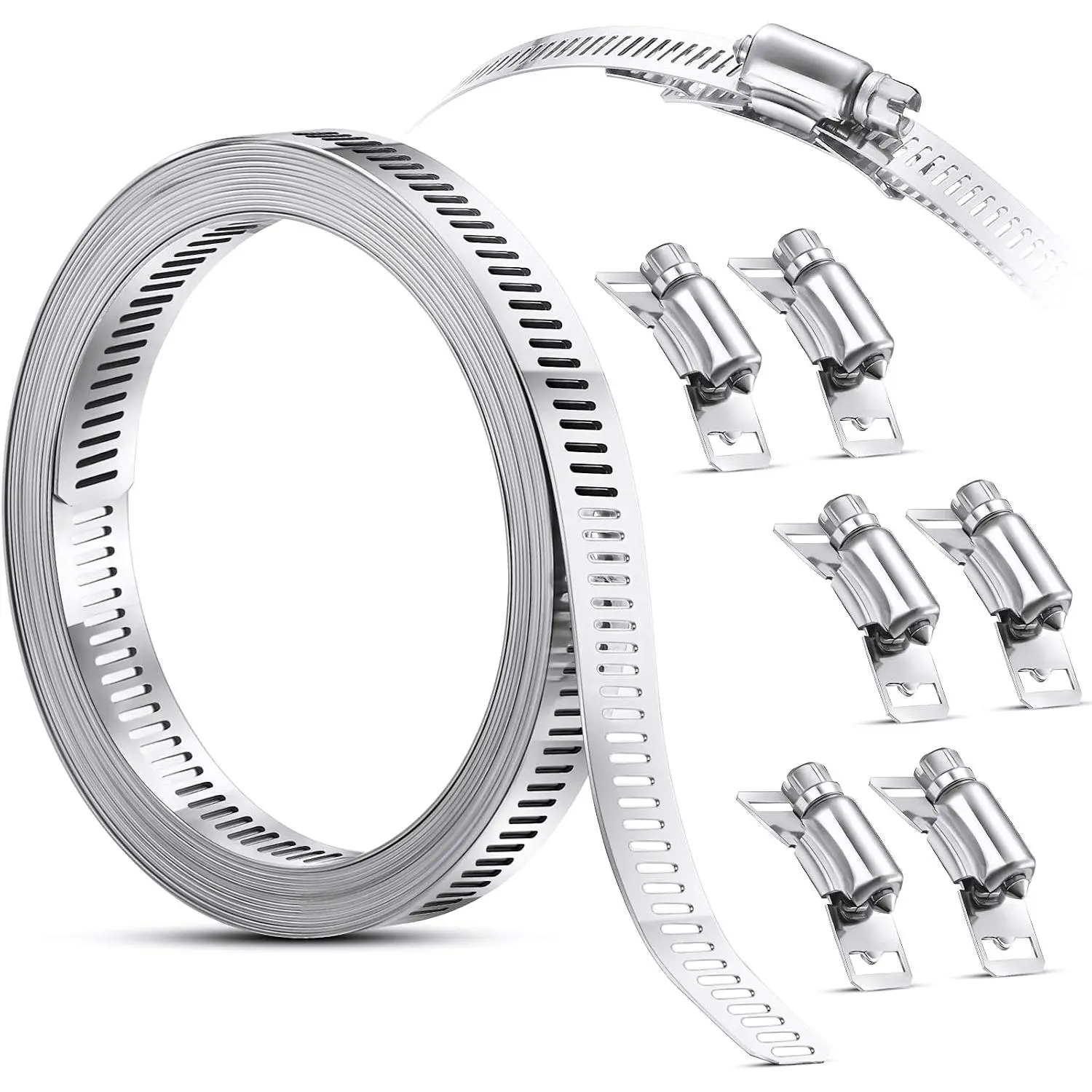 Stainless Steel Hose Clamps Large Worm Gear Duct Pipe Hose Clamp  Kit Adjustable Pipe Clamp Screw Clamps for Intercooler, Plumbing, Tube and  Line (8.2 , 7 count)