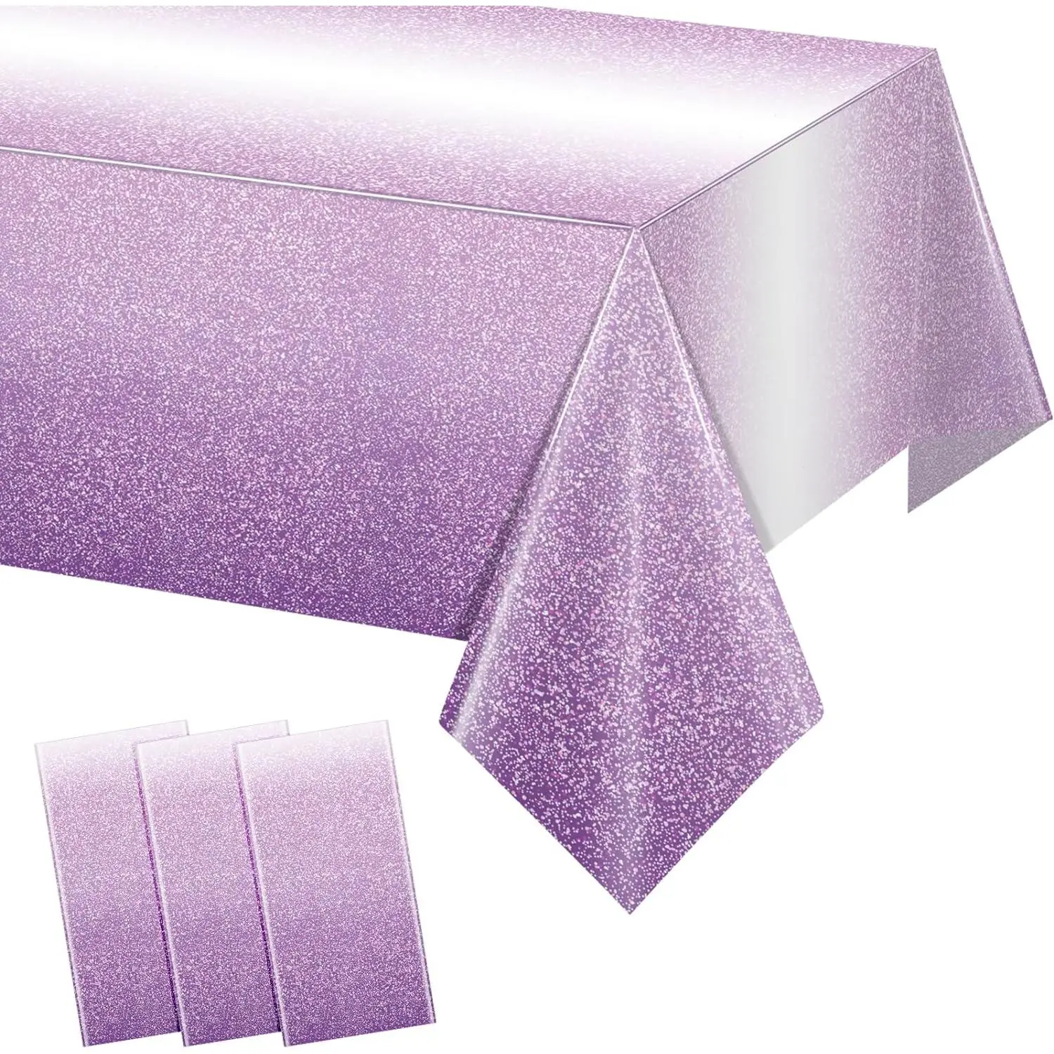 3 Pack Ombre  Plastic Tablecloth for Parties, Gradient Pastel Disposable Rectangle Table Cover, Wedding Birthday Anniversary Decor, 54x108 Inch