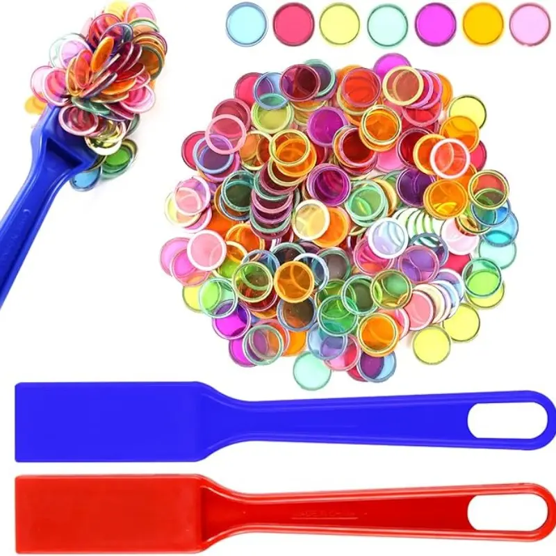 202-Piece Colorful Bingo Game Set, Includes 2 Bingo Shakers, 100 Colored Bingo Pieces, Multi-Color, Suitable for Group Games, Family Fun