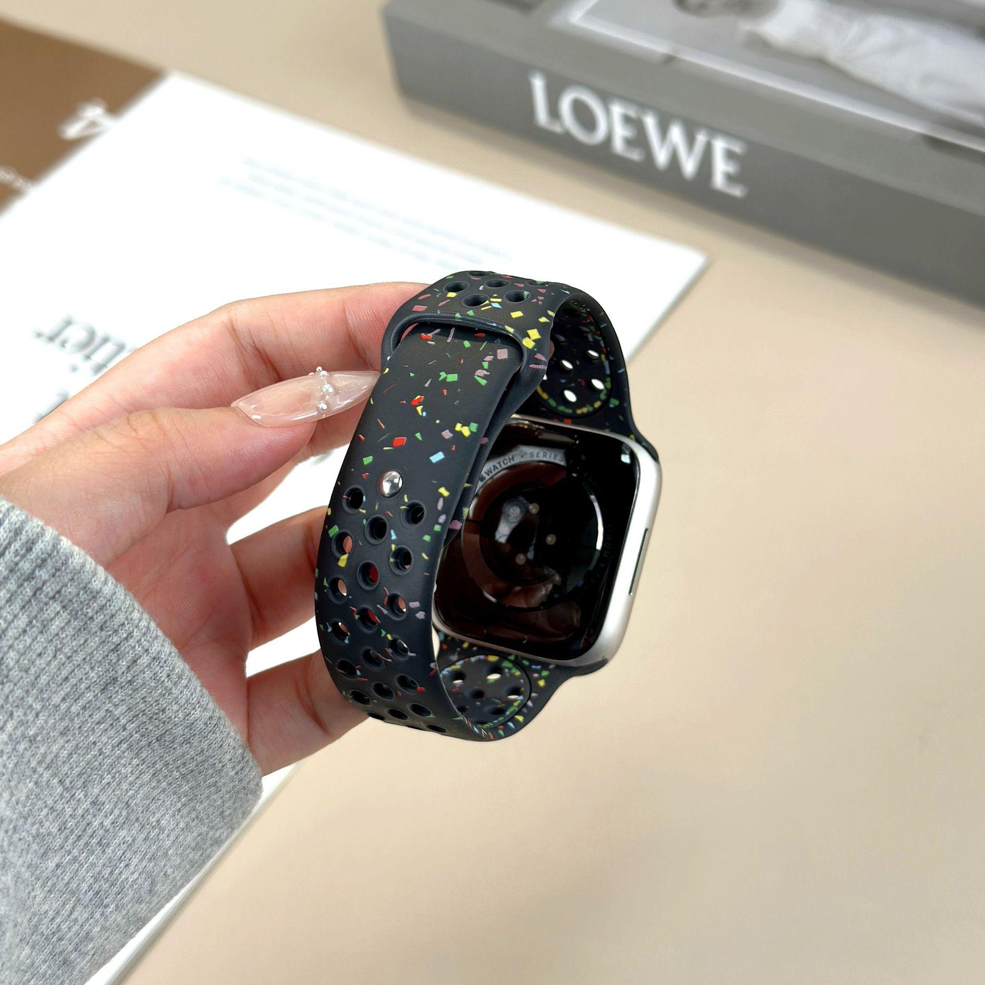 Colorful Dual-Color Silicone Watch Band, Dot Pattern Soft Waterproof Sport Replacement Strap for Smart Watch, Skin-Friendly Breathable Silicone Wristband for Men Women