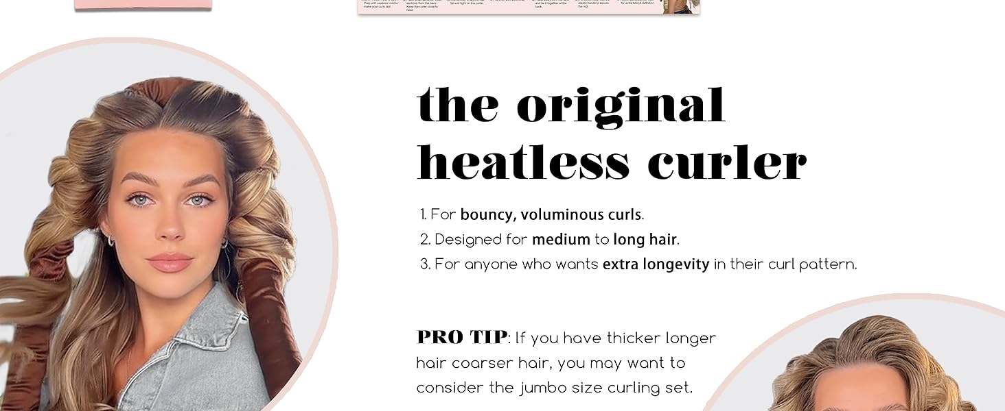 Heatless Curls Overnight Hair Curler to Sleep In Soft Large Jumbo Hair Rollers Flexi Rods for Long Hair Blowout Look Big Curl, No Heat Overnight Curls Satin Heatless Curling Rod Set with Claw Clip