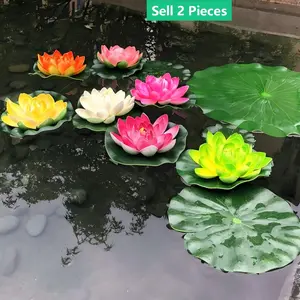 2pcs Realistic Floating Lotus Flowers, 28cm Diameter, Vibrant Colors with Lily Pads, Ideal for Ponds, Pools, Patios, Weddings, Home Decor