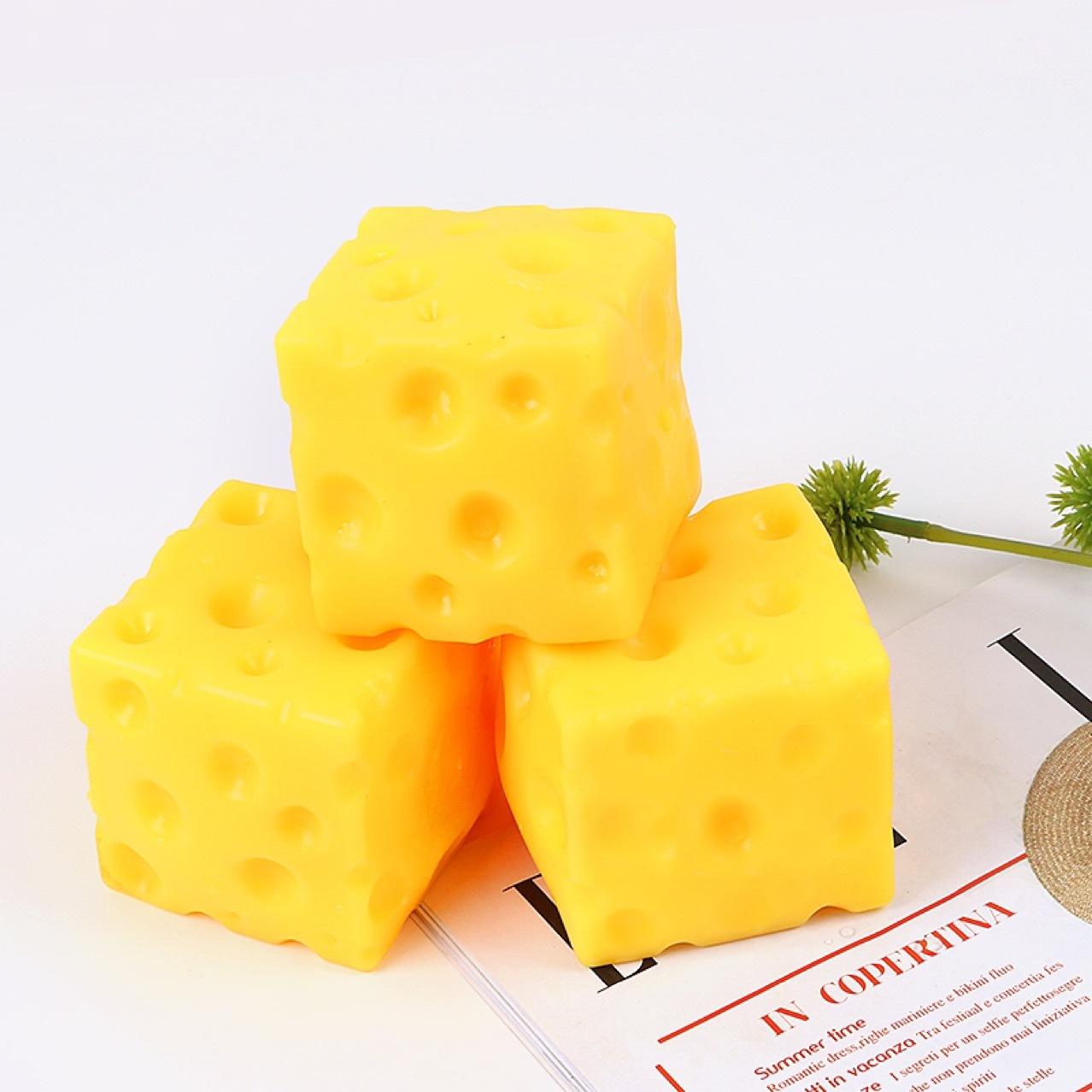 Soft Elastic Cheese Block - Yellow Moldable Stress-Relief Toy, With Squeezing Function, Suitable For Play And Relaxation. The Rebound Sensory Toy Helps With Relaxation And Concentration, Sensory Cheese Toy For Children And Adults