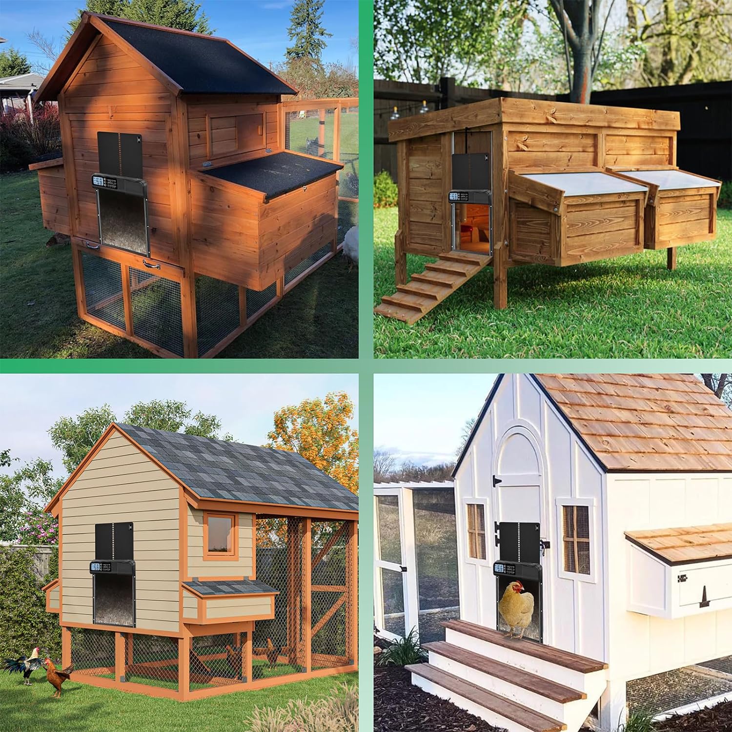Automatic Chicken Coop Door, Battery Powered LCD Display Timer Chicken Door, Farm Animal & Poultry Supplies