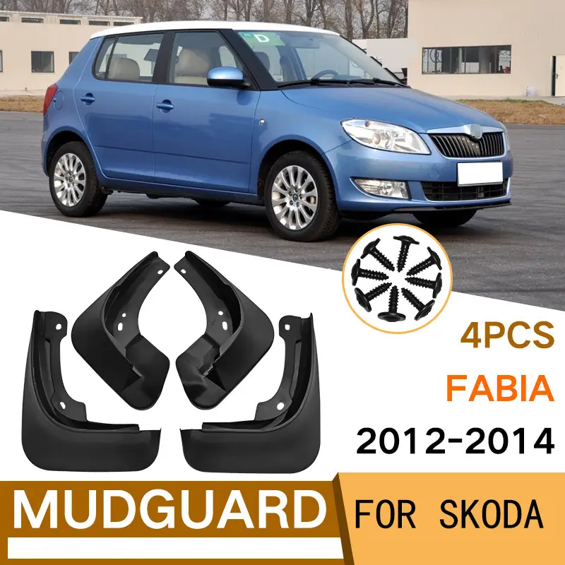 for Skoda Fabia 2012-2014  car mudguard set 4-piece, effectively protect against road debris, easy to install, protects wheels, and is a stylish accessory.