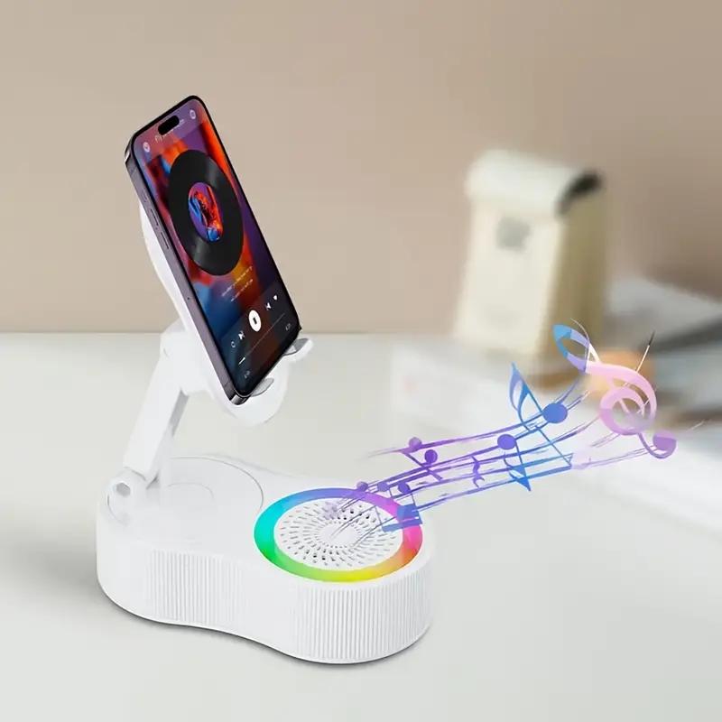 New Wireless  Audio Bluetooth Speaker5in1 Phone Holder, Emergency Rechargeable with Colorful Ambient LightFoldable for Tablet iPhone Android, Gifts forMen Women, Ideal surprising festival gift For Thanksgiving Day,Christmas,New Year,Birthday