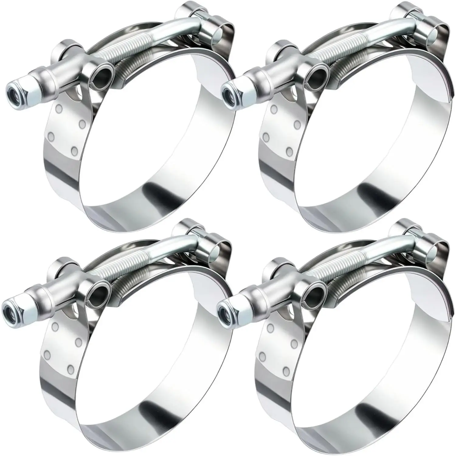 3 Inch T-Bolt Hose Clamps, Stainless Steel 304 Turbo Intake Clamps, 77-85mm Adjustable Range for 3" Hose ID, Intercooler Radiator Pipe Clamps for Silicone Coolant Hoses, 4PCS