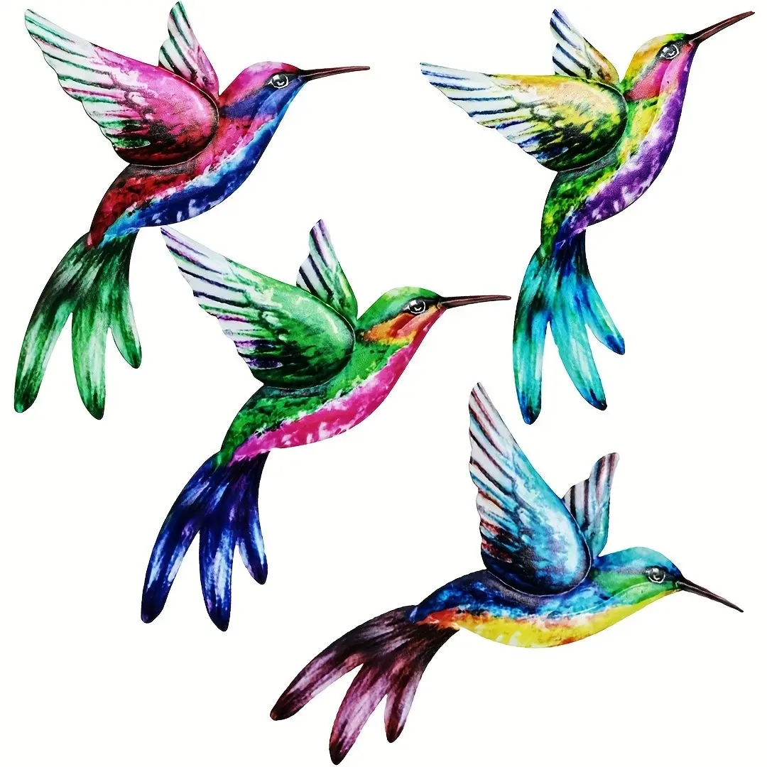 Colorful Hummingbird Wall Art, Metal Wall Art, 3D Bird Sculptures for Outdoor and Indoor Decor, Ideal for Patio, Balcony, Fence, Home Decoration, Aesthetic Wall Decor, Decoration Items, Unique Artwork
