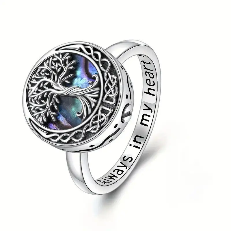 Tree of Life Ashes Ring Celtic Knot Genealogy Souvenirs Jewelry Forever in My Heart Cremation Rings Ladies Men's Shell Rings Unique Rings Women's Rings Men's Rings