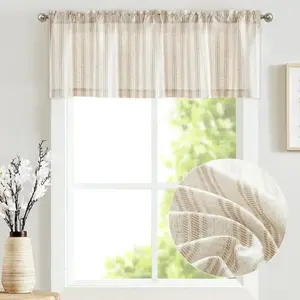 Twill Stripe Poly-Linen Rod-Pocket Valance