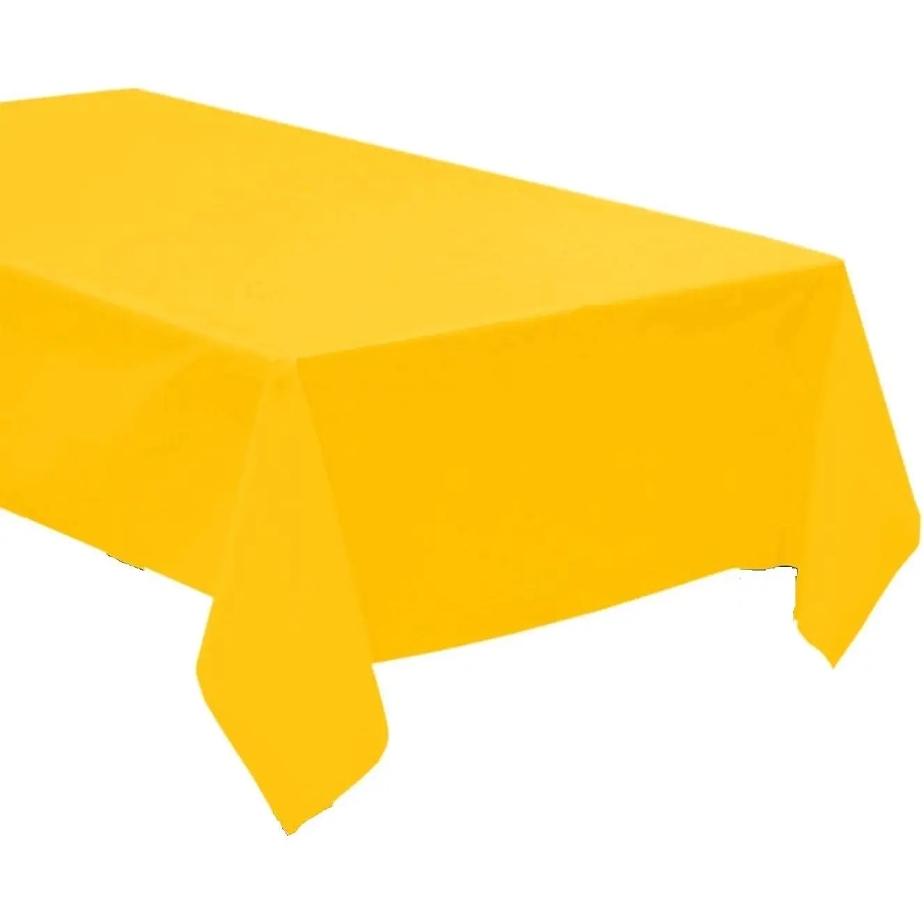 Pack of 4: Disposable Plastic Tablecloths/Table Covers, 54 x 108 inches Rectangle Table Cover  & Disposable – Ideal for Birthday Parties, Weddings, Picnics, and Events (Yellow)