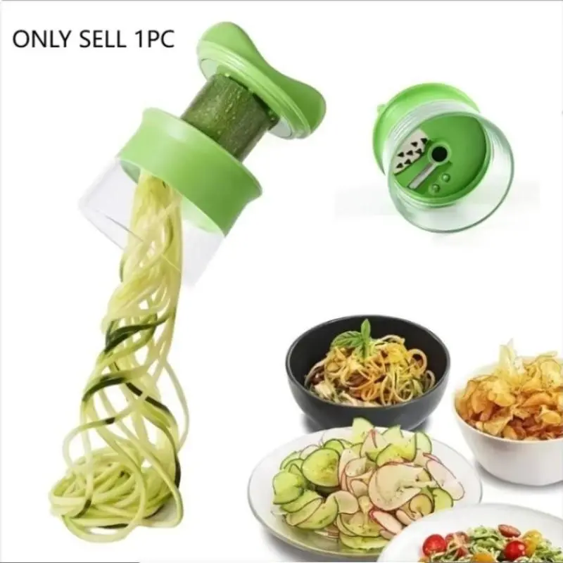 1pc Multifunctional Spiral Vegetable Slicer - Handheld Fruit And Vegetable Spiralizer, Suitable for Carrot, Cucumber, Zucchini Noodle Maker, Kitchen Salad Tool, Quick Production of Low-Carb Vegetable Noodles, Small Kitchen Gadget, Durable Vegetable Slicer