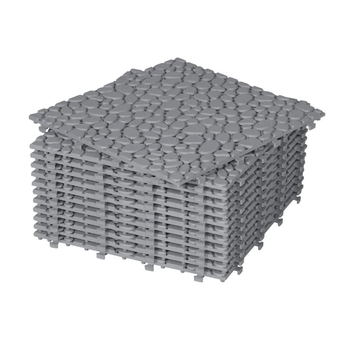 12x12 Inch Sturdy Lightweight Interlocking Plastic Deck Tiles, 0.56in Thick 0.50 lbs, Weatherproof Snap Patio Floor Tiles with Quick Drainage, Anti-Slip, Easy Install & Cuttable for Balcony, Backyard, Indoor-Outdoor Use