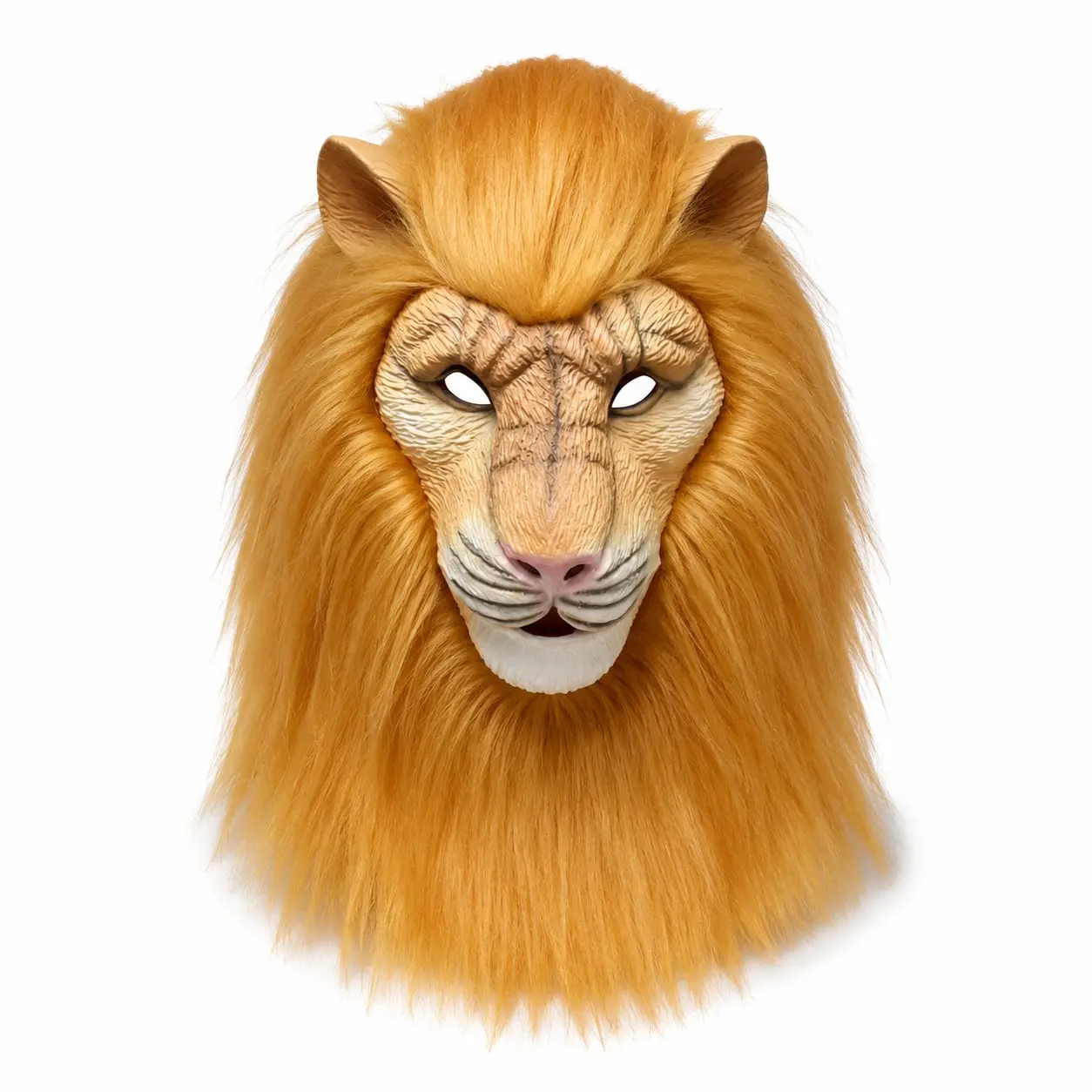 Full Head Lion Mask with Long Faux Fur Mane, Golden Animal Costume Headpiece, Halloween Cosplay Party, Funny Videos