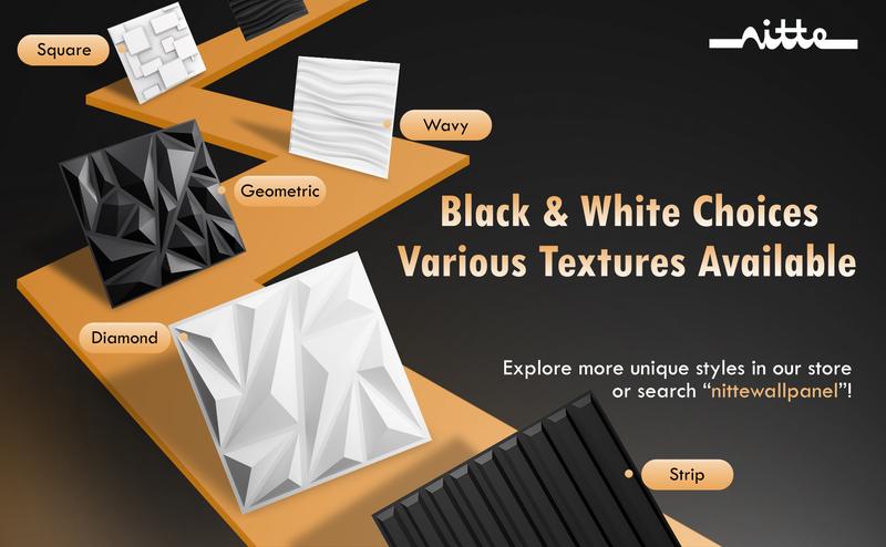 Nitte 33PCS PVC 3D Wall Panels, Geometric Block Design, 11.8"x11.8" (30x30cm), Black and White – Perfect for Modern Accent Walls in Living Rooms, Bedrooms, Offices, and More
