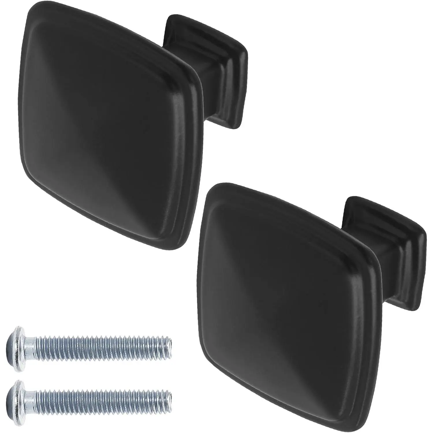 3 Pack  Matte Black Square Bathroom Cabinet Pulls Knobs Single Hole Kitchen and Dresser Hardware for Cabinets, Drawers, and Doors Zinc Construction