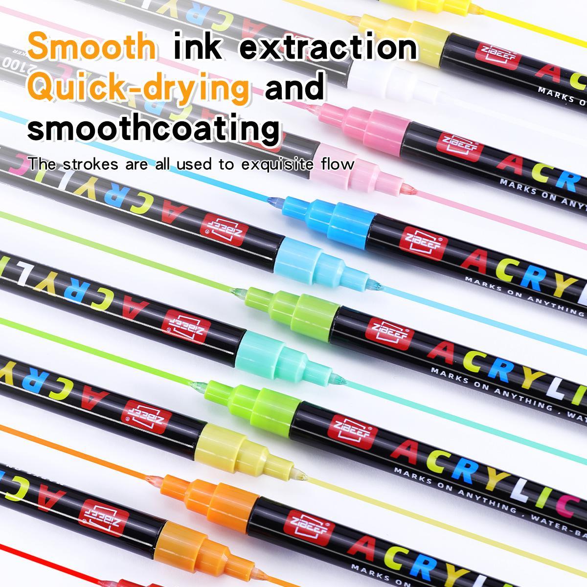 Acrylic Paint Marker Set, 0.7mm-1mm Fine Tip Acrylic Paint Pen, Waterproof & High Saturation Ideal for Wood, metallic, Plastic, Canvas, Fabric, Glass, Ceramic, Acrylic Marker Pens