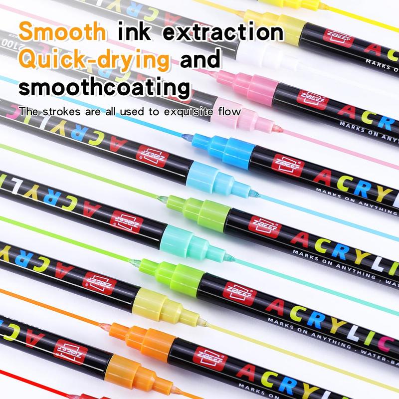 Acrylic Paint Marker Set, 0.7mm-1mm Fine Tip Acrylic Paint Pen, Waterproof & High Saturation Ideal for Wood, metallic, Plastic, Canvas, Fabric, Glass, Ceramic, Acrylic Marker Pens