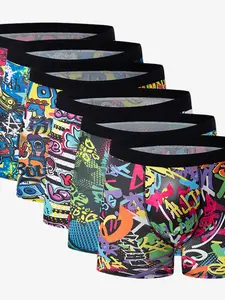 6-Pack Teen Underwear Set, Soft Comfortable Four-Way Briefs, Full-Body Print, Elastic Waistband, Ideal for Daily Wear