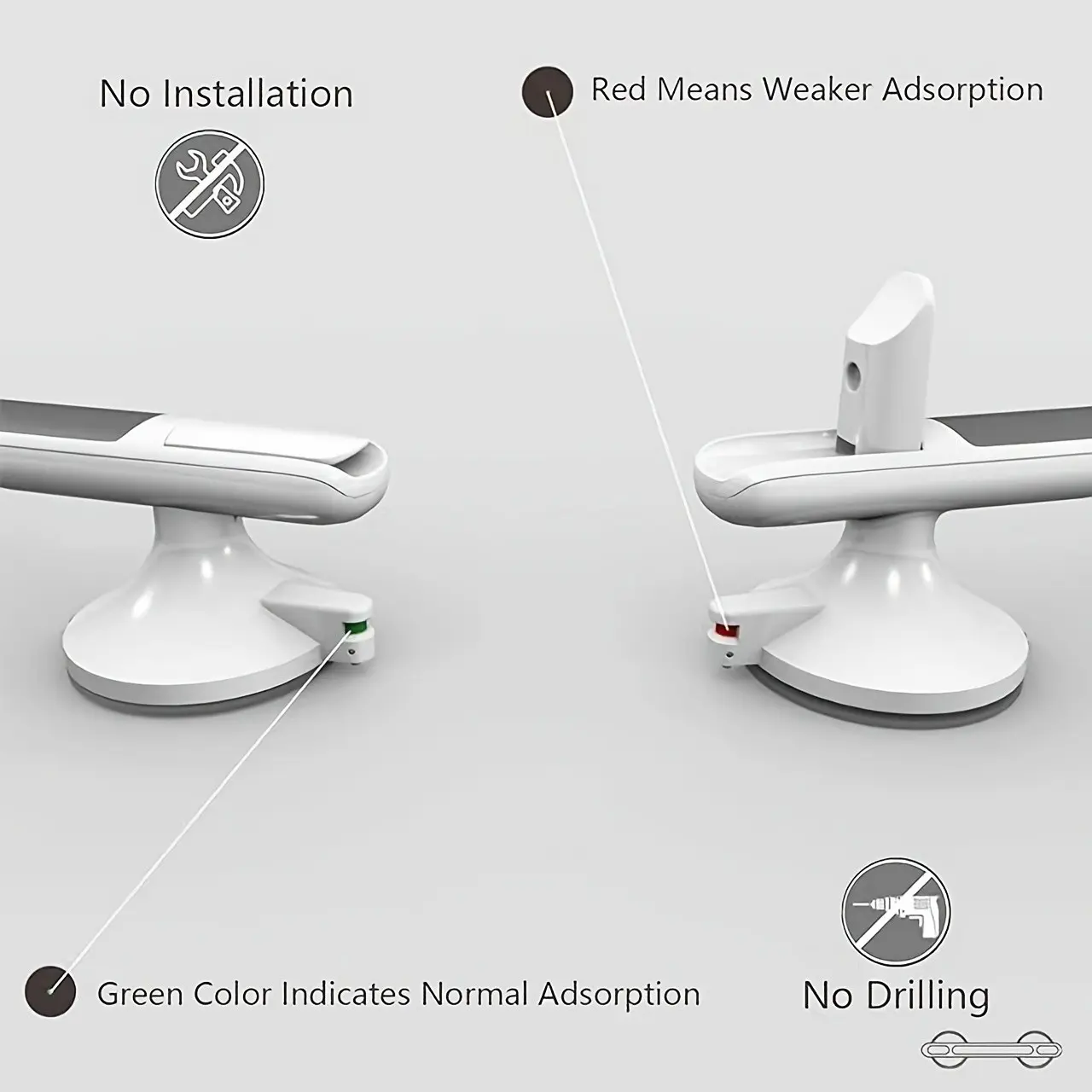 1pc Home Safety Handrails for the Elderly, No Need to Drill Holes, Non-slip Suction Handrails, Reusable Suitable for Tiles, Glass and Hard Plastic Surfaces, Suitable for Bathrooms, Toilets, Living Rooms, Kitchens