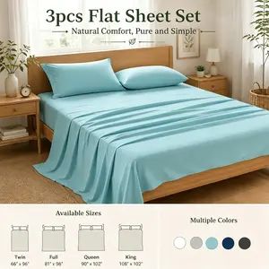 3-Piece Breathable Soft Bed Sheet Pillowcase Set, Bedsheet Sets, Ideal for Bedroom Hotel Airbnb, All-Season Use, Comfortable Skin-Friendly, Bed Sheets Set