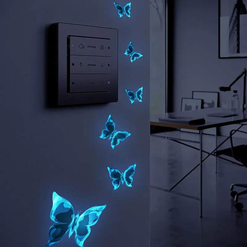 Luminous Butterfly Sticker, 1 Set Glow in The Dark Decorative Wall Sticker, Diy Decoration for Home Party Festival, Diy Stickers, Butterfly Wall Decals