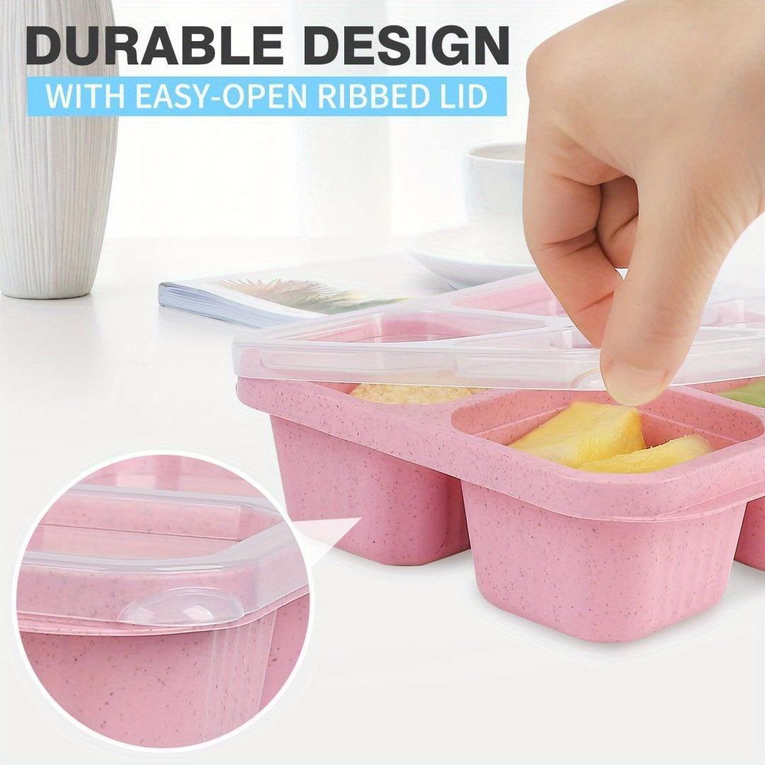 Portable 4 Compartment Eco-Friendly Lunch Box for Daily Use Meal Prep Containers Sustainable Tableware