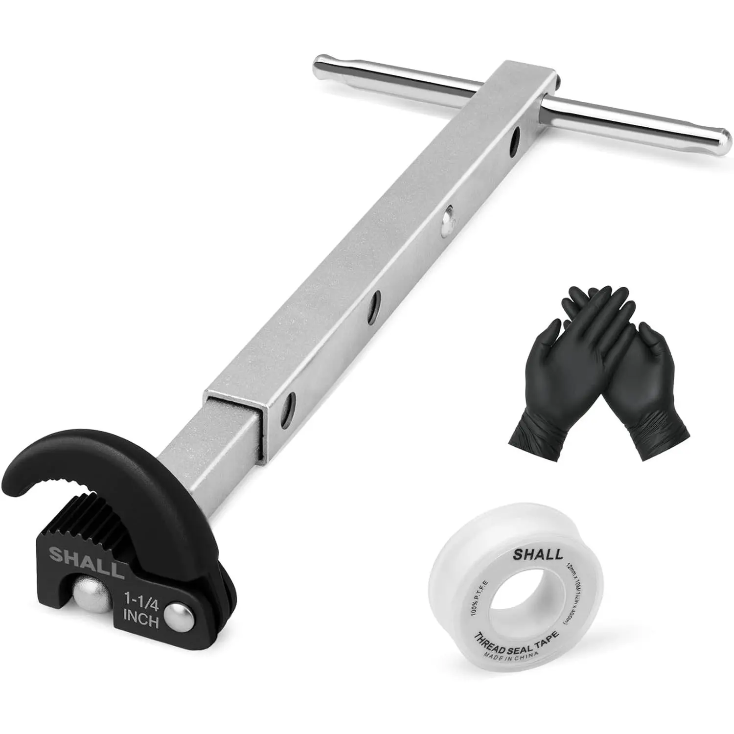 Telescoping Basin Wrench for Sink Repairs, Adjustable Wrench with 10''-17'' Extendable Handle, Full Polished Tap Nut Spanner, 3/8''-1-1/4'' Jaw Capacity for Hard-to-Reach Spaces, 10''-17'' Jaw Capacity