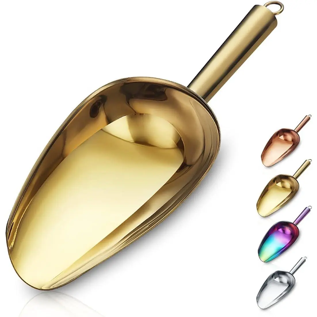 Stainless Steel  Ice Scoop 6 OZ, Titanium Golden  Metal Ice Scooper For Ice Maker, Multipurpose For Candy Wedding Kitchen Bar Party,     Scoop Beach Shovel