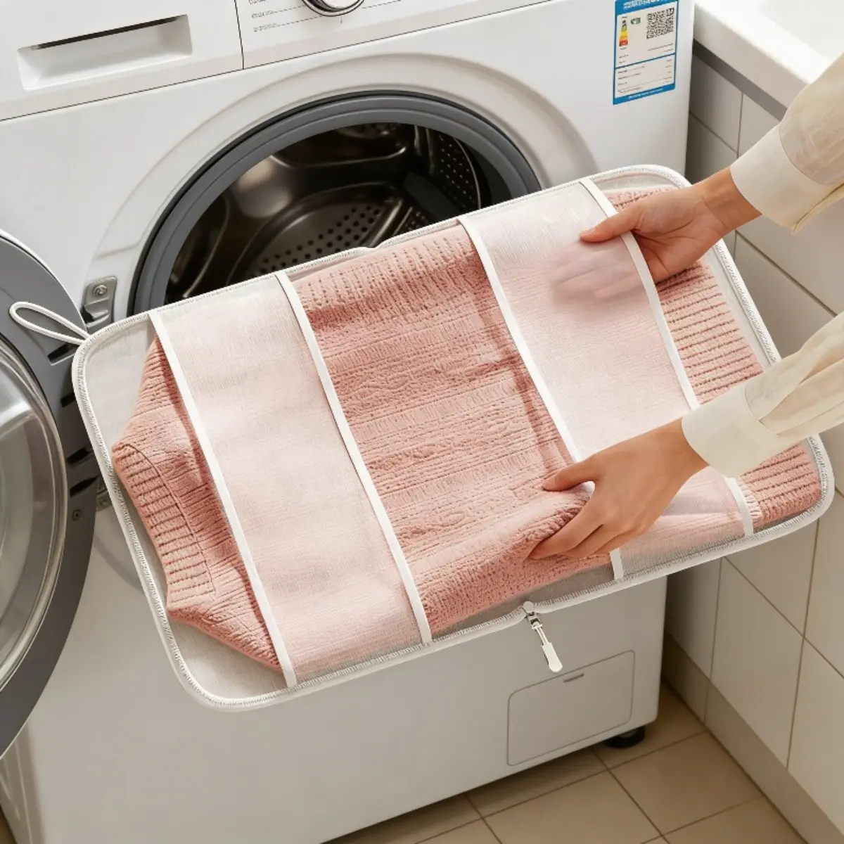 1 Pack Laundry Mesh Bag Heavy Duty Washer Protection Bag Durable Zipper Design Base Frame Protector for Delicate Clothes Bra Socks Underwear Washing Machine Storage Organizer Travel Essential Mother Day Gift Supplies