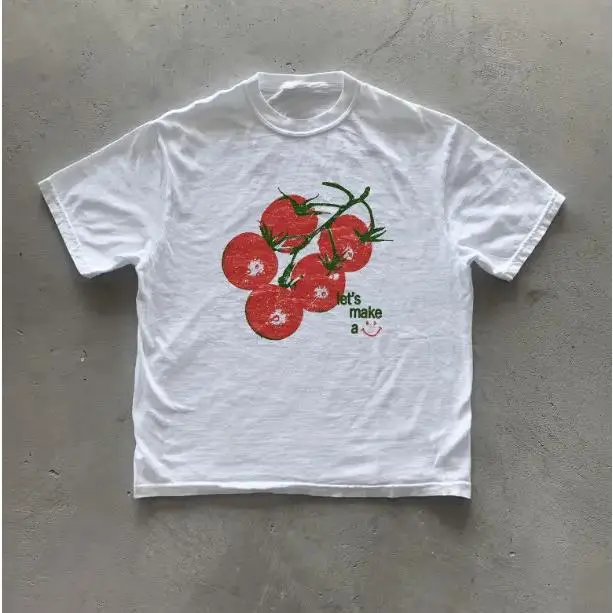 y2k Tomato T-Shirt, Cottagecore Tee, Graphic Tees Gothic Grunge Y2k Emo Scene Amity Affliction Style Clothes Men Women Streetwear,Men's,designer