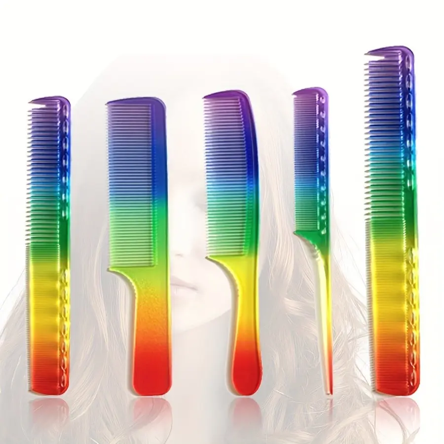 5pcs Anti-Static Heat Resistant Hairbrush Set, Rainbow Color Detangling Brush, Hair Detangler, Styling and Hair Care Tools, Perfect for All Hair Types