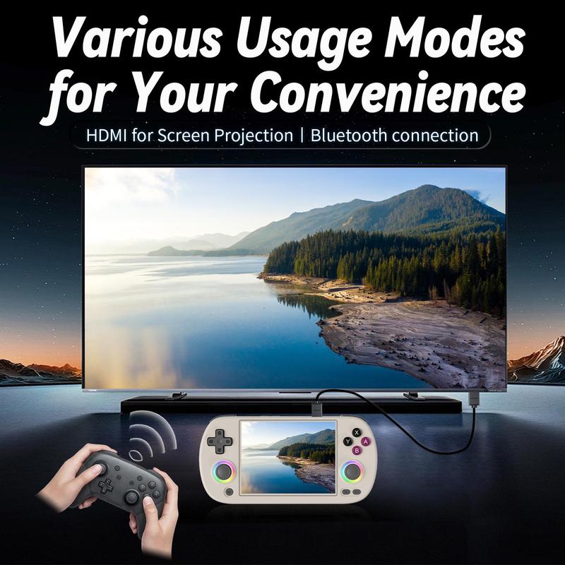 ANBERNIC RG40XX H 64GB handheld game console -4-inch IPS OCA screen, Linux 64 bit, 1.5GHz quad core CPU, 5G WiFi/Bluetooth 4.2, HDMI TV output, 5000+pre installed retro games, 3200mAh 6H battery, RGB lights and vibration