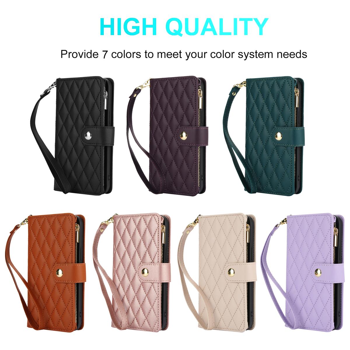 HISTORYOO For Samsung Galaxy S26 S25 Ultra S24 S23 Plus S22 S21 FE S20 Wallet Case Built-in Crossbody PU Leather Cash Slot Zipper Purse Credit Card Slot Holder Carrying Handbag Stand Phone Shell Adjustable Lanyard Detachable Strap Wrist for Women Ladies
