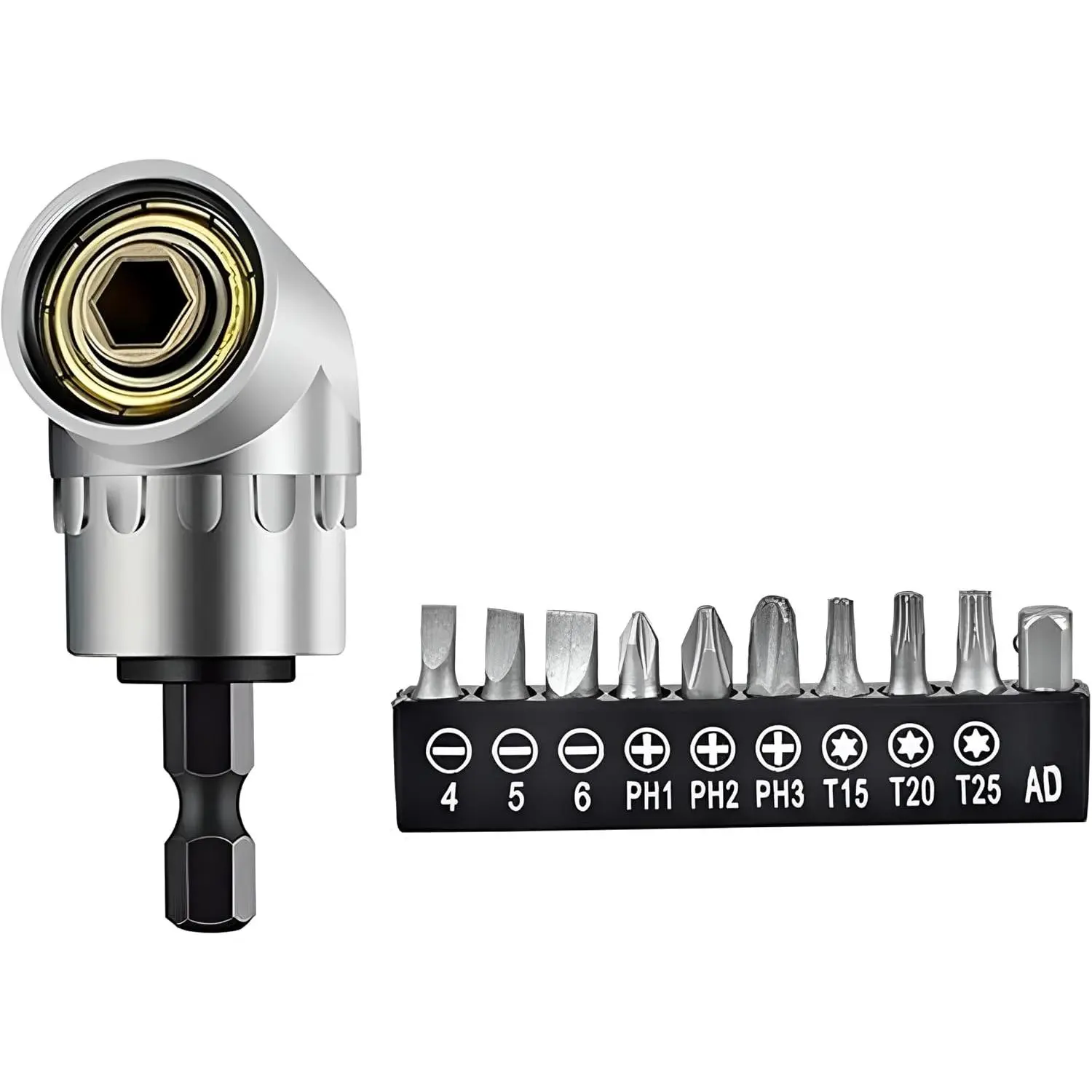 105  Right Angle Electric Drill Adapter, Suitable for Narrow Spaces, Quick  of  Drive and   Socket with Drill Bit Corner Tool Screw Hub (Short)