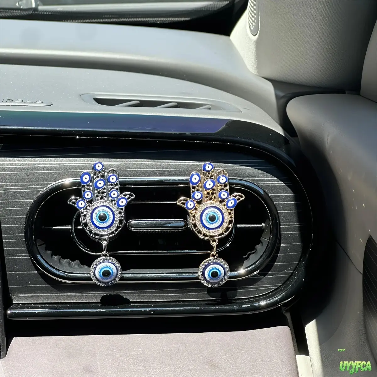 2pcs Enamel Hamsa Hand Evil Eye Car Vent Clip Ornament,Air Freshener Clip Auto Interior Decor, Dangle Eye Protection Amulet, Universal Vehicle Air Outlet Charm, Boho Vintage Car Accessory,DIY Bag Accessories,back to school,back to school haul