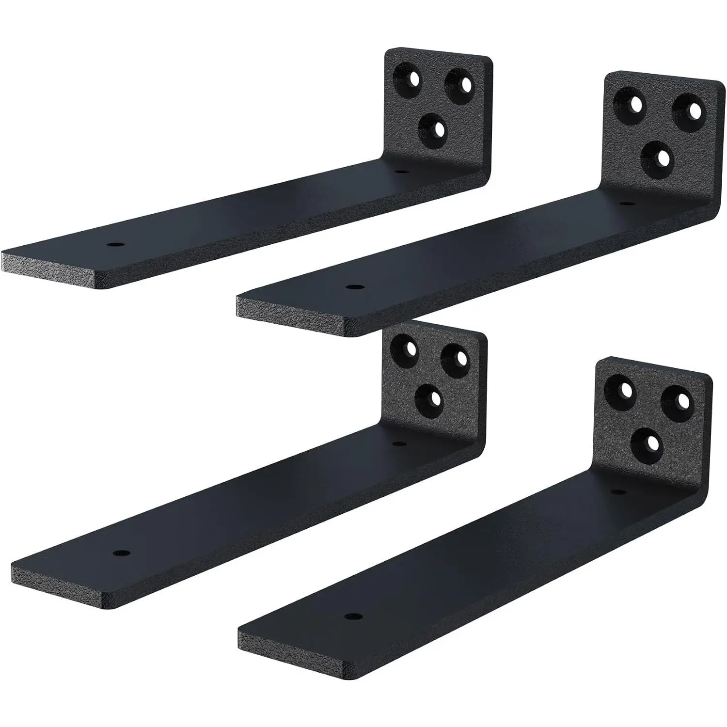 6 Inch Floating Shelf Brackets, Heavy Duty Hidden Bracket for Wall, Mantel, Bookshelves, Black Powder Coated Steel, 4-Pack