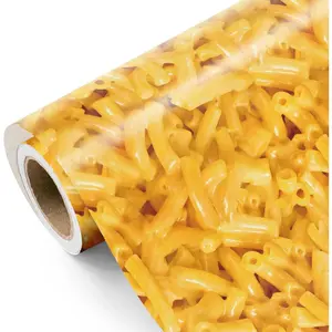 WRAPAHOLIC Funny Weird Macaroni Mac & Cheese Wrapping Paper Roll - Mini Roll - 17 Inch x 16.5 Feet - Cheesy Mac Novelty Design for Teen Adult, Birthday, Gag Gifts