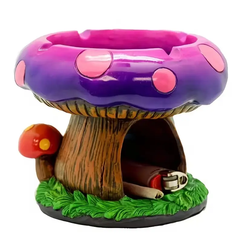 Dreamy Mushroom House Ashtray with Storage, and Resin Design, 3.3" X 4.5" Unique Home Decor, Romantic Mushroom Theme, Living Room Ornaments