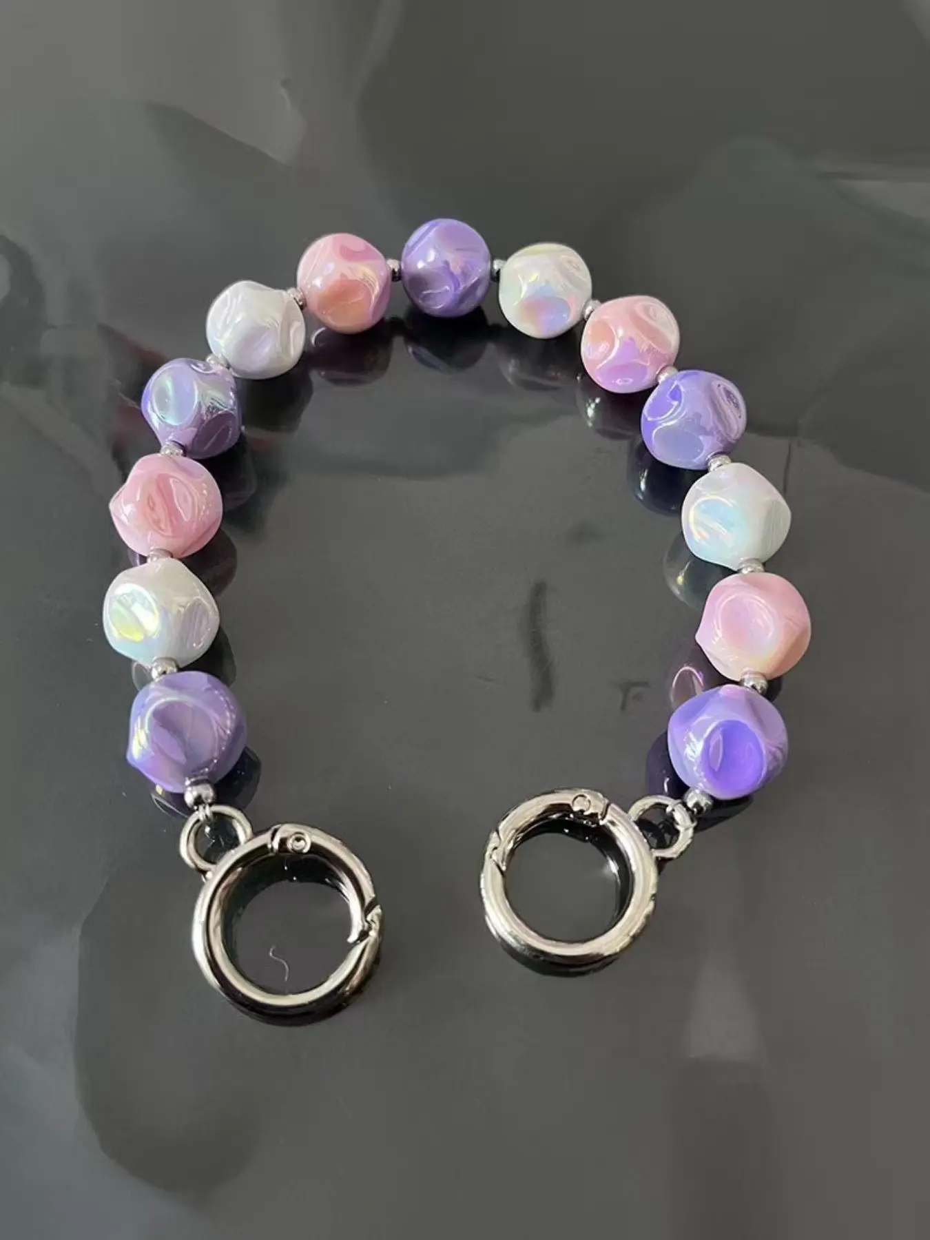 Color-Plated Meteorite Bead DIY Bracelet Chain, Water Bottle Extender Shockproof Phone Chain, Small Bag Strap or Decorative Accessory
