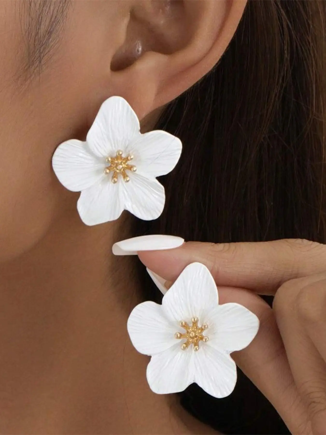 Elegant Multicolor Dopamine Effect Flower Five-Petal Earrings, Perfect Wedding Gift for Her, Stylish Jewelry for Special Occasions