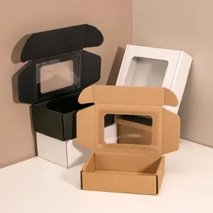 10pcs Window Paper Boxes, Visible Window Fast Shipping Packaging Box, Packing Material, Gift Box, Corrugated Cardboard Mailbox
