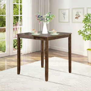 Wooden Dining Square Table, Kitchen Table for Small Space, 4 Person Counter Height Table, Walnut ONLY THE TABLE    RR