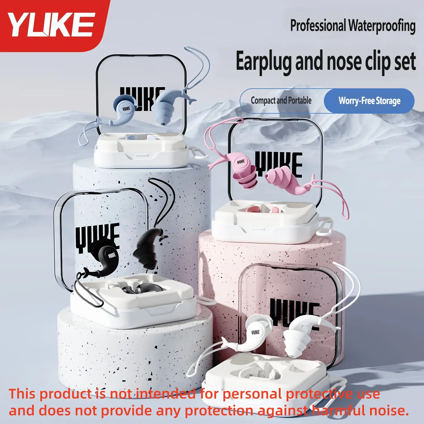 Swimming Earplugs and Nose Clip Set, Waterproof but Not Soundproof, Professional Anti-Choking Tool for Adults, Shower Accessories