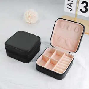 Mini jewelry storage box, crosshatch pattern, travel-friendly gift box, earring ring jewelry box, premium jewelry box, 1 piece, black