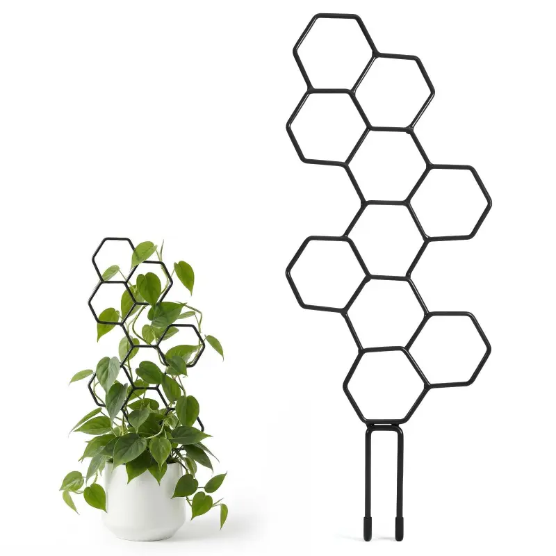Small Trellis for Potted Plants, Metal Plant Trellis for Climbing Plants Indoor Pot Honeycomb Shape Lattice for Ivy Vines Hoya Houseplants Flower, Mini Trellis for Plants, Plant Stands Indoor