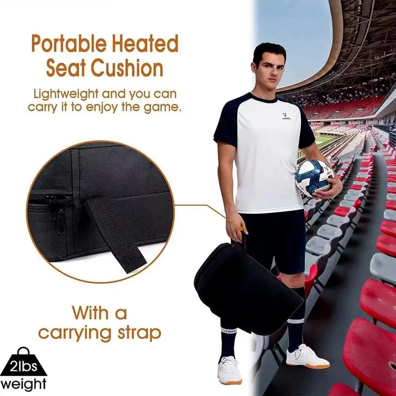 Extra Wide Stadium Cushion Extra Wide Heated Stadium Seat Cushion | Foldable Bleacher Pad With 3 Heat Settings & 10000mAh Power Bank Foldable Stadium Heated Cushion With Battery - View #9