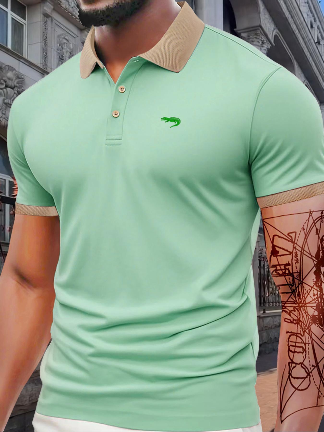 Men's Regular Fit Letter Print Shortsleeve Polo Shirt, Casual Short Sleeve Collared Top for Summer, Fashion Men's Clothes for Daily Wear, Menswear, Smooth Casual Fit Chic Fashion Casual, Golf Shirt