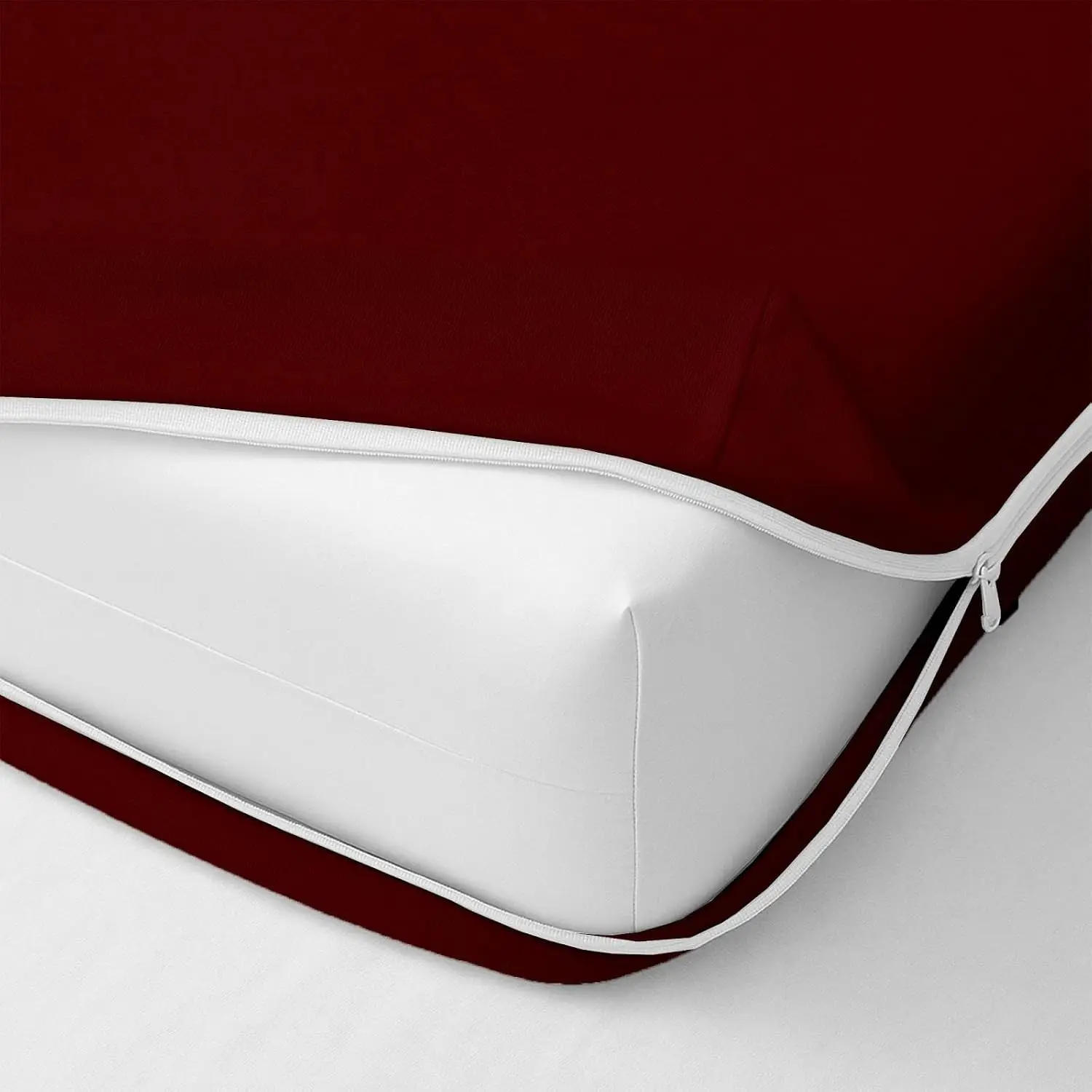 KRISHNA Twin Zippered Fitted Mattress Encasement Sheet - 39"x75", 15" Deep Fit, Burgundy, Hotel-Quality Soft Brushed Microfiber, Bedroom Use, Shrink & Fade Resistant, Easy Care